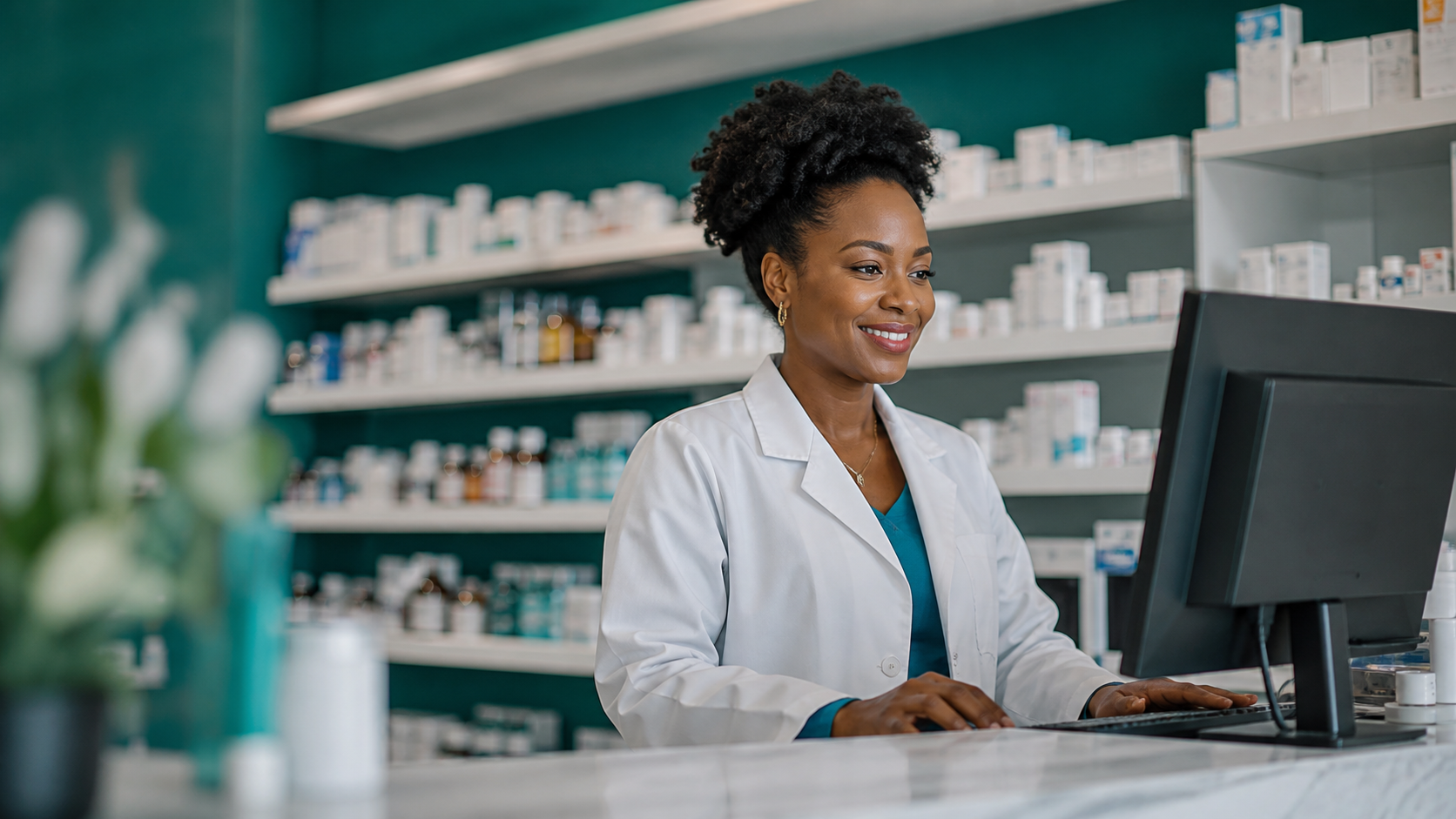 Pharmacienne utilisant PharmaPilote dans son officine
